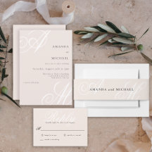 Blush Pink Elegant Monogram Initials Wedding