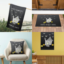 Halloween House, Black Cats, Bats, Pumpkins