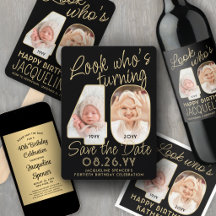 40th Birthday Party Invites & Decor • Black & Gold