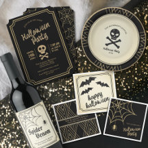 Black & Gold Glitter Vintage Glam Halloween Party
