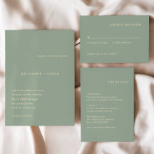 Sage Green Simple Modern Wedding Invitation Suite