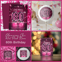 Glamorous Chic Hot Pink Neon 60th Birthday Party