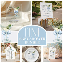 Retro A Tini One Martini Blue Bow Boy Baby Shower