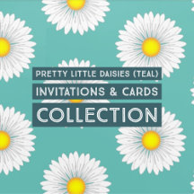 Teal Pretty Little Daisies Invitations & Cards