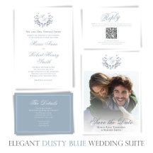 Dusty Blue Classic Script Wedding Stationery Suite