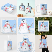 Santa Claus Helper Building A Silly Snowman