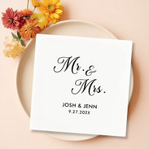 Mr. & Mrs. Script Wedding Napkins