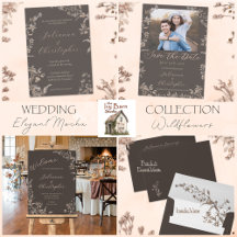 Rustic Elegant Mocha Script Wildflowers Wedding
