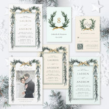 Gold Bow & Greenery Garland Wedding Collection