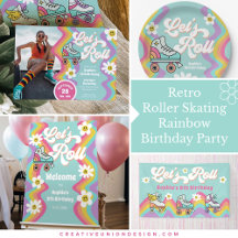 Retro Roller Skating Rainbow Birthday Party 