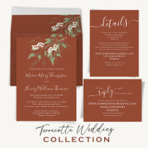 Terracotta Floral Wedding Stationery Suite
