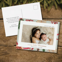 rustic watercolor Christmas foil photo cards