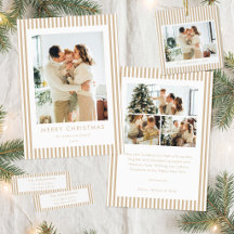 Modern Minimalist Beige Stripes Christmas