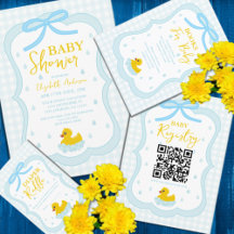 Water Droplets Gingham Boy Baby Shower