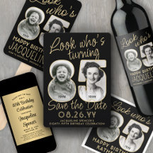 85th Birthday Party Invites & Decor • Black & Gold
