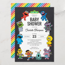 Sesame Street Characters Chalkboard Baby Shower
