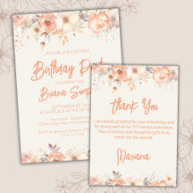 Peach Beige & Ivory Floral Party Events Supplies