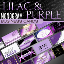 Purple Lilac Monogram Business Cards Classy Luxury