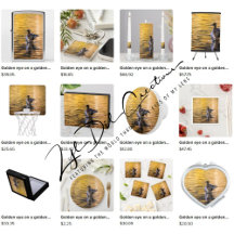 Gifts with golden eye on a golden lake design