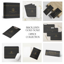 Attorney At Law-Gold Scale & Border On Black Linen
