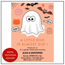 🎃Cute Halloween Gender reveal invitations👶