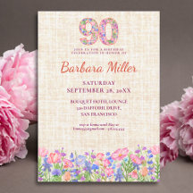 Elegant Pink Floral 90th Birthday Collection