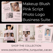 Makeup Blush Pink Script Photo Logo Business Suite
