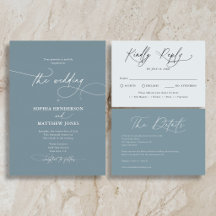 Classic Contemporary Calligraphy Dusty Blue Silver