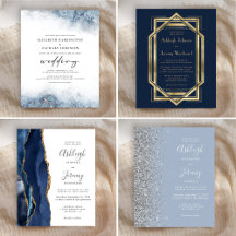 Blue Budget Wedding Invitations