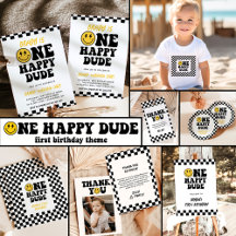 Smile Face Checkered Birthday Party