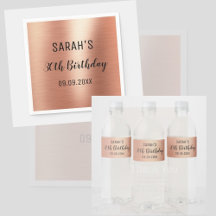 Custom Foil Rose Gold Any Age Birthday -Black Font