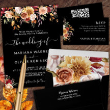 Fall Foliage Autumn Colors on Black Wedding