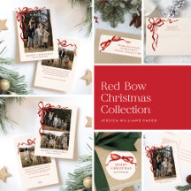 Elegant Watercolor Red Bow Christmas