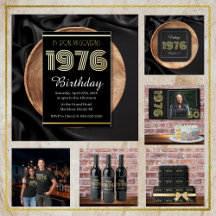 Vintage 1976 Retro Black & Gold 50th Birthday