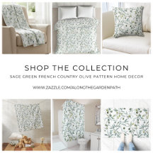 Sage Green French Country Olive Pattern Home Decor