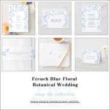 French Blue Floral Botanical Wedding