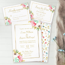 Peony Pastel Watercolor Wedding Suite
