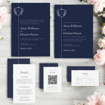 navy blue crest wedding suite 