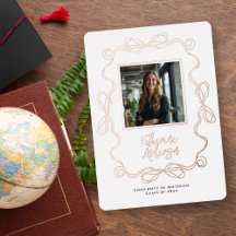 Wavy Border Bow Black Photo Graduation Collection