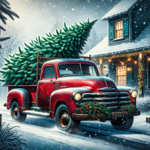 Vintage Red Trucks Christmas