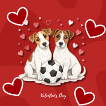 Jack Russell Terriers with soccer ball for Valenti