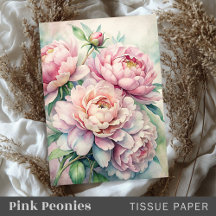 Pink peonies garden Tissue Paper