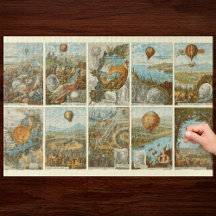Vintage Hot Air Balloon Collecting Cards Pattern