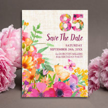 Elegant Linen Floral 85th Birthday Party Suite