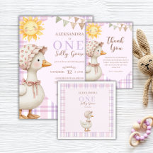 Cute Silly Goose Purple Girl Birthday Party 