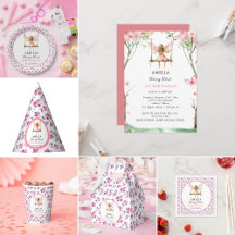 Fairy First Watercolor Floral Girls 1st Birthday