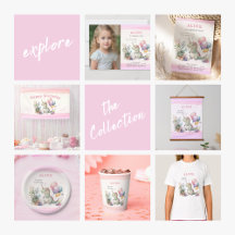 Dino Party Watercolor Girl Pink Birthday Party