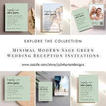 Minimal Modern Sage Wedding Reception Invitation