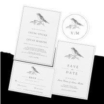 Vintage Bird Black And White Wedding Collection