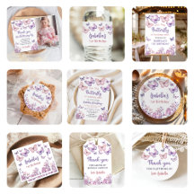 Pink Purple Butterfly Floral Collection